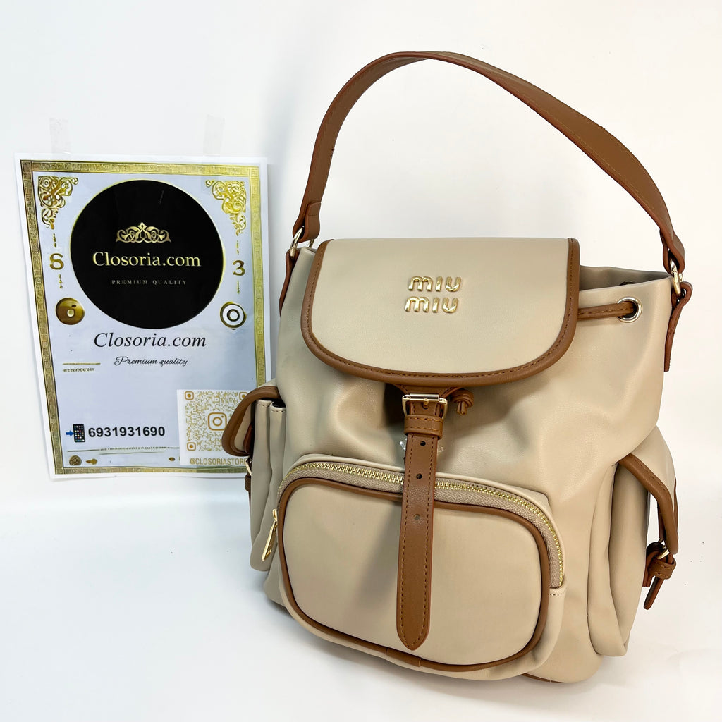 MIU MIU BACKPACK BEIGE GREY (Small Size 30x26)