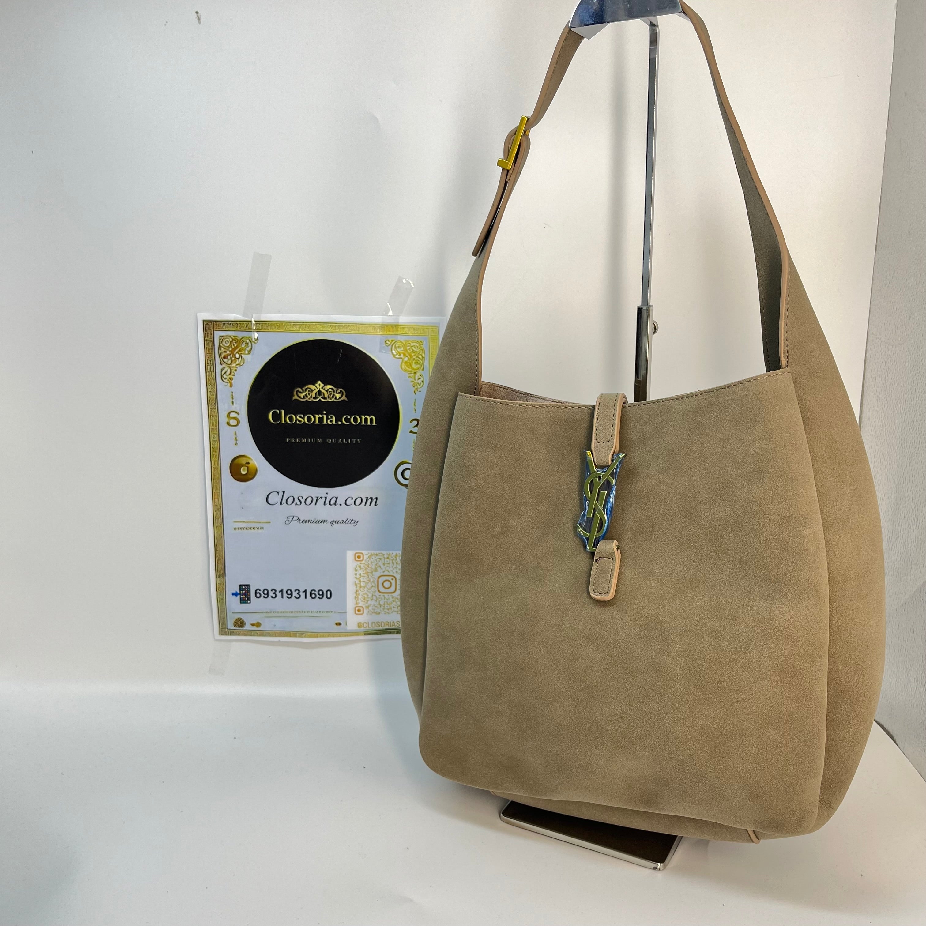 YSL 5A7 BEIGE SUEDE(34cm x 28cm)