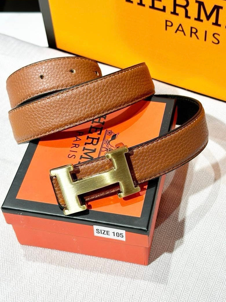 ΔΕΡΜΆΤΙΝΗ ΖΩΝΗ HERMES DOUBLE FACE(ΔΙΠΛΗΣ ΟΨΗΣ)ΤΑΜΠΑ ΧΡΥΣΟ 2cm
