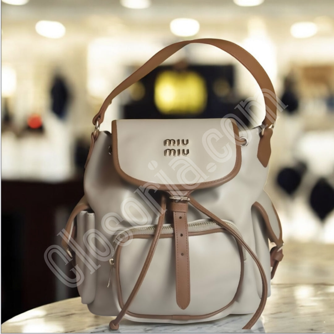 MIU MIU BACKPACK BEIGE GREY (Small Size 30x26)