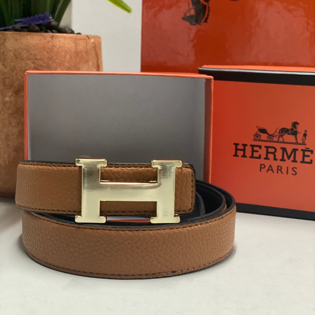 ΔΕΡΜΆΤΙΝΗ ΖΩΝΗ HERMES DOUBLE FACE(ΔΙΠΛΗΣ ΟΨΗΣ)ΤΑΜΠΑ ΧΡΥΣΟ 2cm